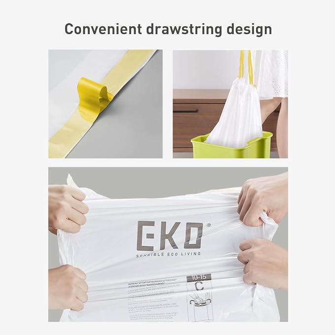 EKO 21 Gallon / 50-90 Liter, Drawstring Trash Bags, Extra-Strong Unscented - Image 5