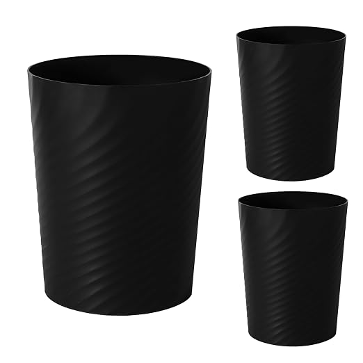 Plastic Small Bathroom Trash Can Wastebasket Garbage Can, 3 Pack | Sturdy-Easy by UUJOLY