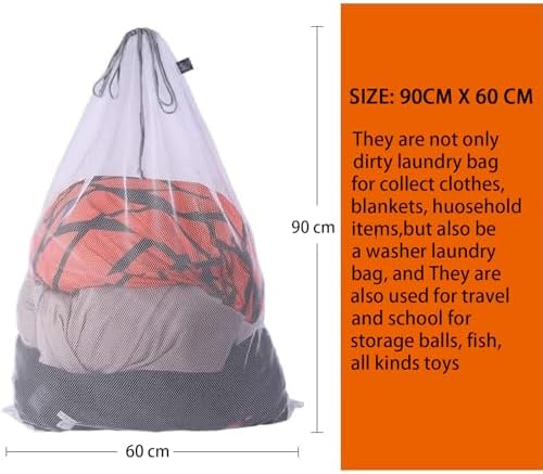 Large Mesh Laundry Bag for Travel, Drawstring Bag for Camp - Image 2