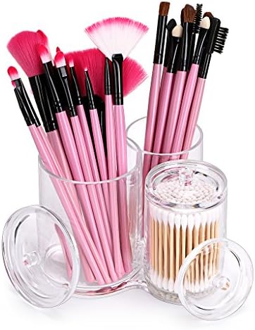 Hipiwe Clear Acrylic Cotton Swab Holder Cotton Round Container, 3 Slots - Image 3