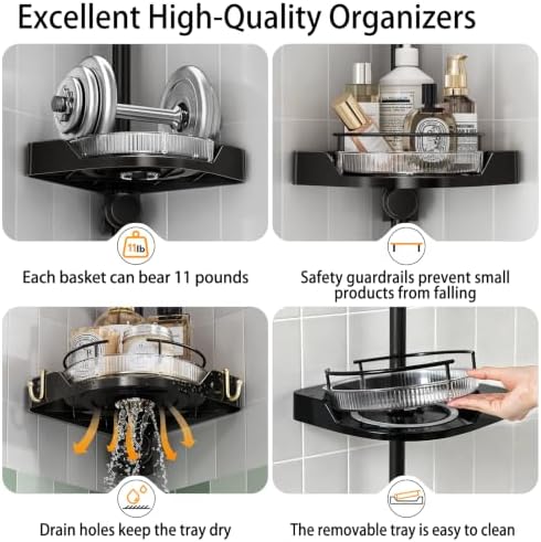360° Rotating Corner Shower Caddy Tension Pole Organizer - Image 5