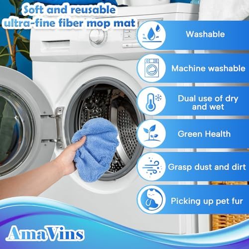 AmaVins 5 Pack Reusable Microfiber Mop Pads Compatible - Image 6