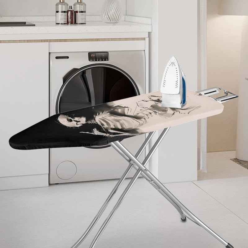 Black White Skull Ironing Board Cover 54x15 inches, Gothic Rock Skull - Image 2