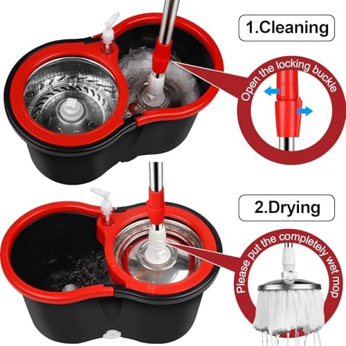 Mop Bucket with Wringer Set, 360 Rotation Mop Bucket Systerm - Image 3