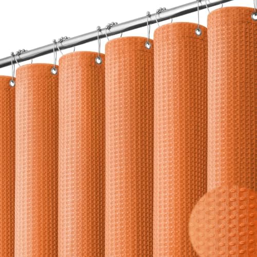 Dynamene Waffle Shower Curtain 256 GSM Heavy Duty Fabric 72x72 Burnt Orange by Dynamene