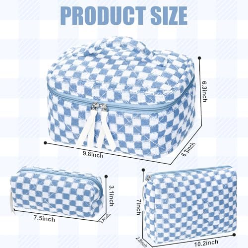 BuyCard Quilted Makeup Bag Set, CuteFloral Cotton Coquette Makeup Bag Toiletry - Image 2