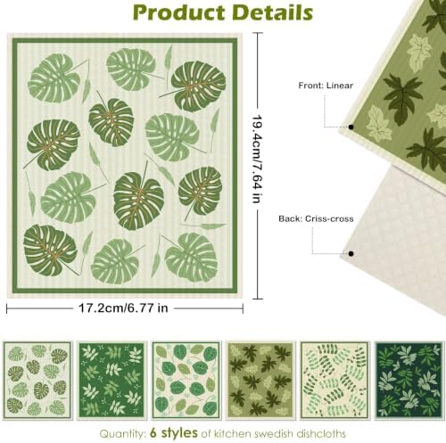 6 Pcs Swedish Paper Cloths for Kitchen, Reusable Paper Towels Washable - Image 2