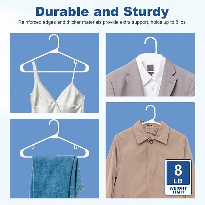 HOUSE DAY White Plastic Hangers 200 Pack, Slim Space-Saving Clothes Hangers | - Image 5