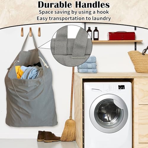 Canvas Laundry Bag 33"Wx 35"H, Extra Large Heavy Duty Hamper Liner, XL Grey - Image 6