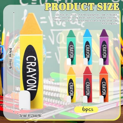 Cinnvoice 6 Pcs Crayon Classroom Decoration Crayon Magnetic Hooks Colorful Wall - Image 2