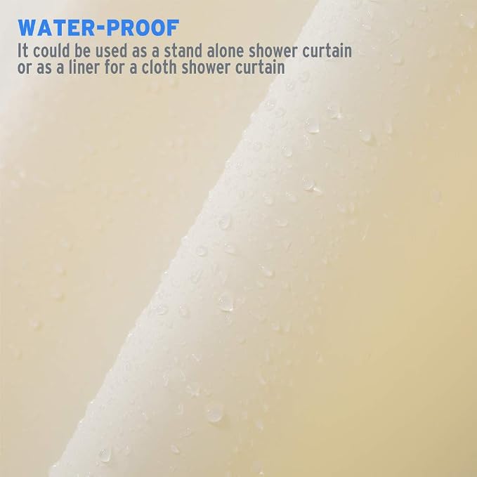 AmazerBath Plastic Shower Curtain Liner, 72 x 78 Inches PEVA Beige Shower - Image 4