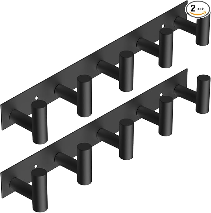 VAEHOLD Black Hat and Coat Wall Mount Rack 5 Hooks by VAEHOLD
