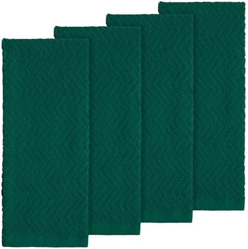 DecorRack 100% Cotton Kitchen Towels 15x25 in, Dark Green Set - Image 2