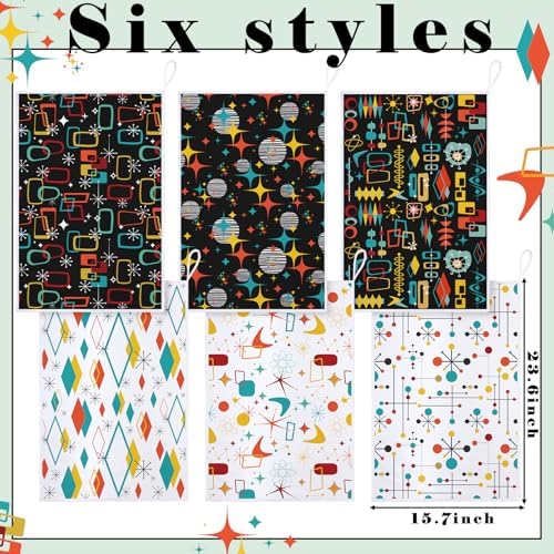 Bencailor 6 Pcs Black Geometric Kitchen Towels Decorative Sets Dish Towels - Image 3