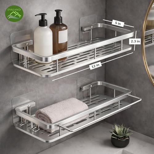EVALAND Self Adhesive Shower Caddy Organizer 2-Pack No-Drill Storage - Image 2