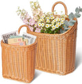 MIPON 2 Pack Handmade Woven Hanging Waterproof Plastic Rattan Wicker Basket by MIPON
