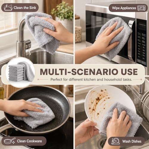 10Pack Microfiber DishCloths, Reusable Dishwashing, Lint Free, Quick Dry Towel - Image 6
