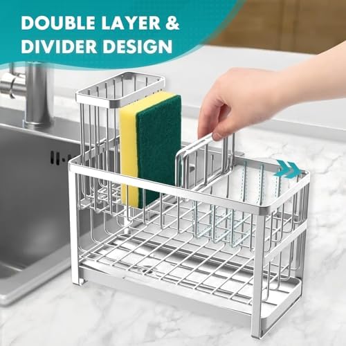 Sinnsally Kitchen Sponge Holder, Sink Caddy Organizer - Image 4