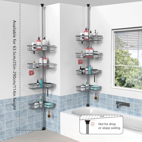 KEGII Shower Caddy Tension Pole, Bathtub Organizer, Light Gray - Image 6