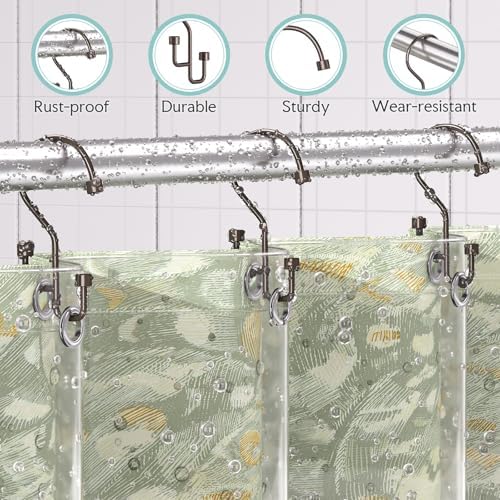 Bathway 12-Pack Double Shower Curtain Hooks, Rust-Resistant Metal Shower - Image 4