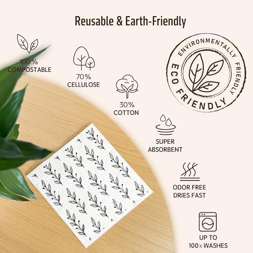 Swedish Dishcloths for Kitchen, 5 Pack Reusable Paper Towels Washable, Super - Image 3