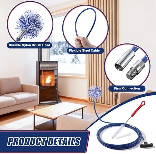 Pellet Stove Cleaning Brush Kit, 20FT Flexible Steel Rod - Image 5