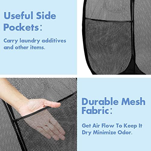 2 Pack Pop Up Laundry Hampers, 70 L Collapsible Foldable Mesh Basket - Image 4