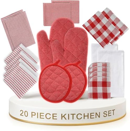 LANE LINEN Cotton Kitchen Towels and Dishcloths 20 Pack by LaneLinen