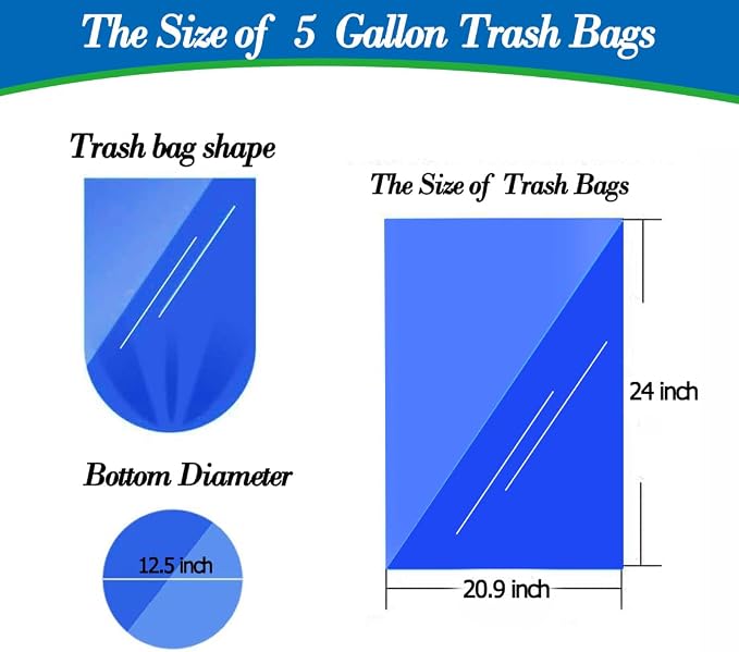 Hommaly 5 Gallon 212pcs Small Clear Trash Bags Strong Clear Garbage Bags - Image 2