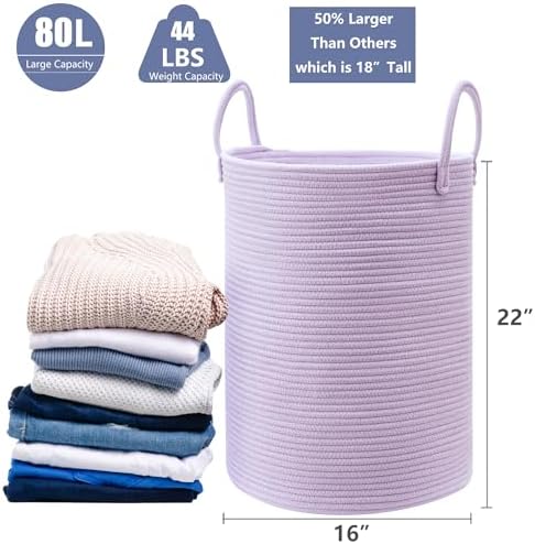 80L Extra Large Purple Hamper Laundry Basket - Image 3