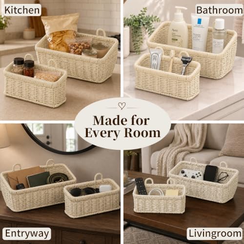 Wall Hanging Baskets, 2 Pack Woven Wicker Baskets - Image 6