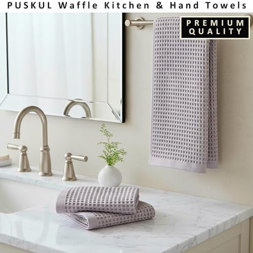PÜSKÜL Natural 100% Turkish Cotton Waffle Hand and Kitchen Towels Set of 3 - Image 5