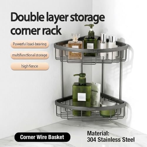 Corner Shower Caddy, 201 Stainless Steel Bathroom Shelf Organizer, Wall Mounted - Image 5