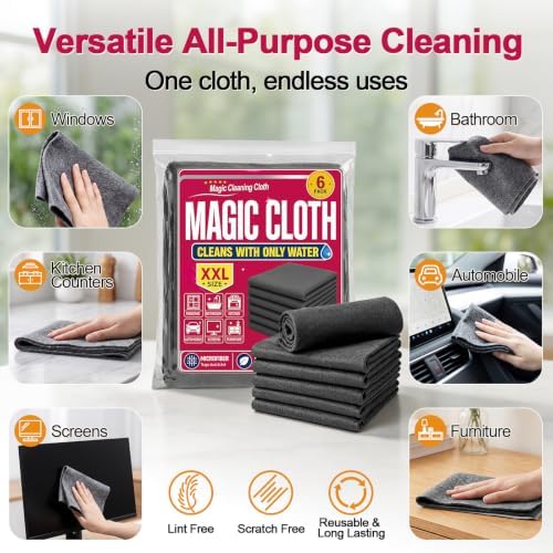 Magic Cleaning Cloth 6 Pack, 12 x 8 Inch Microfiber Cleaning Cloths - Image 3