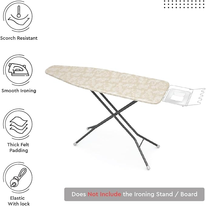 Encasa XO Padded Ironing Board Cover and Pad 54"x18" Beige - Image 4