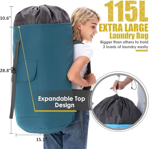 Backpack Laundry Bag, 115L Heavy Duty Extra Large College Laundry Backpack - Image 3