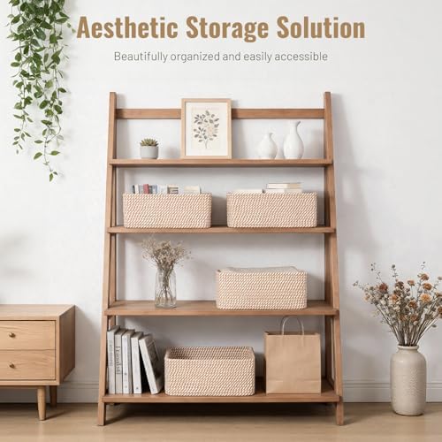 5 Pack Small Woven Storage Baskets - Image 2
