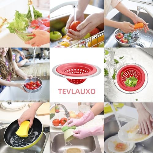Silicone Strainer for Kitchen Sink, 2 Pack, Stainless Steel Reinforced - Image 6