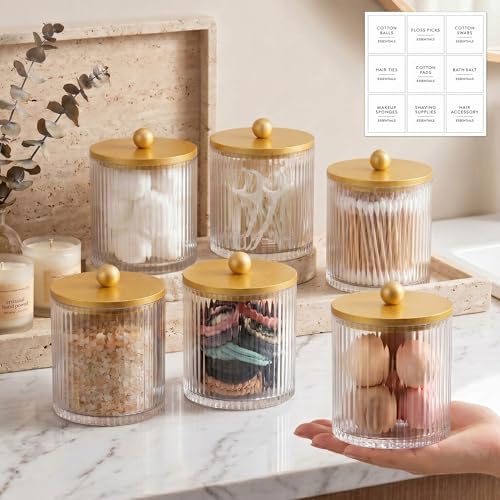 6 Pcs Plastic Holder Dispenser Bathroom Jars by Yaomiao