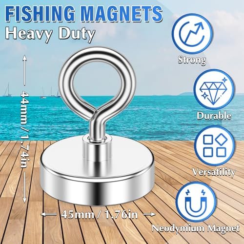 200 LBS Fishing Magnet, 1.76 Inch Rare Earth Metal Pickup Magnet - Image 6