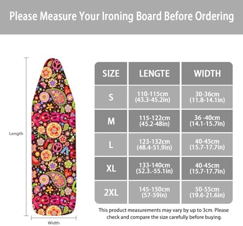 70s Paisley Peace Symbol Ironing Board Cover Soft Ironing Board Cover, Non - Image 6