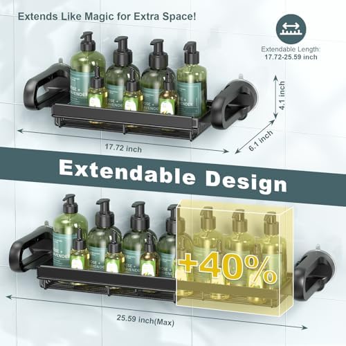 JOTPE Expandable Shower Caddy, No-Drill Suction Shower Shelf - Image 2
