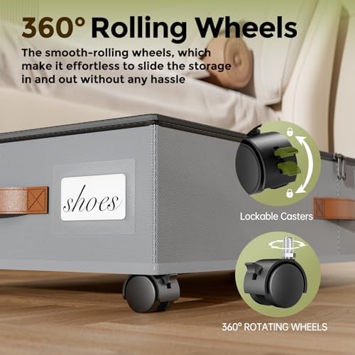 LAMU Under Bed Storage with Wheels, 2 Pack Under Bed Storage Containers with - Image 4