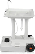 VINGLI 30L Upgraded Portable Sink| Rolling Hand Wash Basin Stand with Towel Holder & Soap Dispenser & Wheels, Perfect for Garden/Camping/Outdoor Events/Gatherings/Worksite/RV/Indoor, White