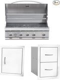 Bullet by Bull Stainless Steel Outdoor Kitchen Grill Set - Built-In Liquid Propane Grill -BBQ Kitchen Island Bundle - Includes 5 Burner Grill, Single Access Door & Double Storage Drawer