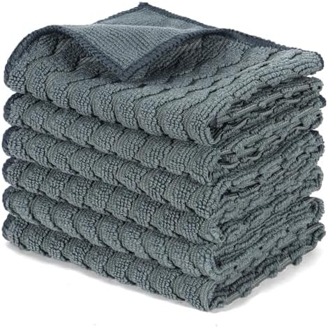 Dual-Sided Microfiber Cloths, 12x12 Lint-Free 6-Pack by INFICRIME