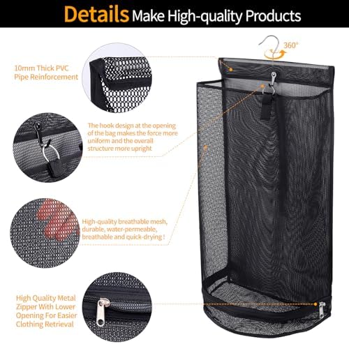 Hanging Collapsible Mesh Laundry Hamper - Image 3