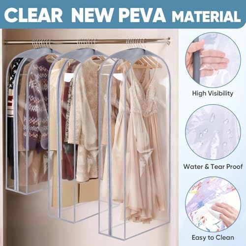 BALEINE 3PK Clear Garment Bags for Hanging Clothes - Image 4
