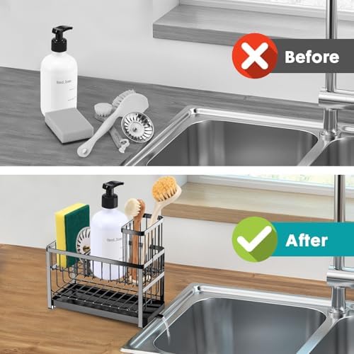 Sinnsally Kitchen Sponge Holder, Sink Caddy Organizer - Image 6