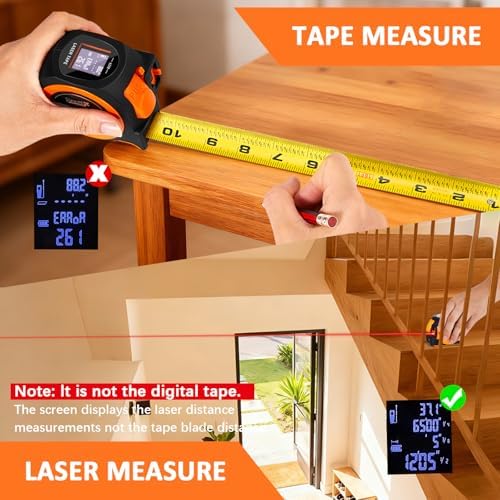 3-in-1 Laser Tape Measure, 197 ft Distance Meter, 16 ft Tape, Digital Level - Image 3